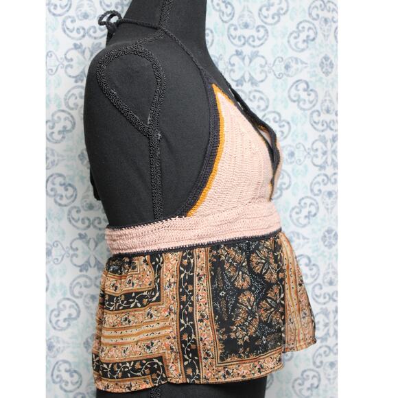 American Eagle Boho Crochet Halter Crop Top‎ Size Small - Picture 3 of 8